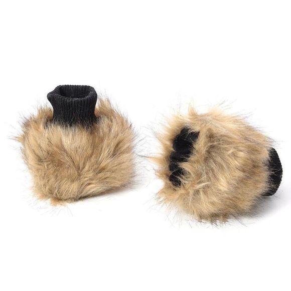 Camel Faux Fur Pom Pom Key Chain, Pair Boot Cuffs - Picture 4 of 6
